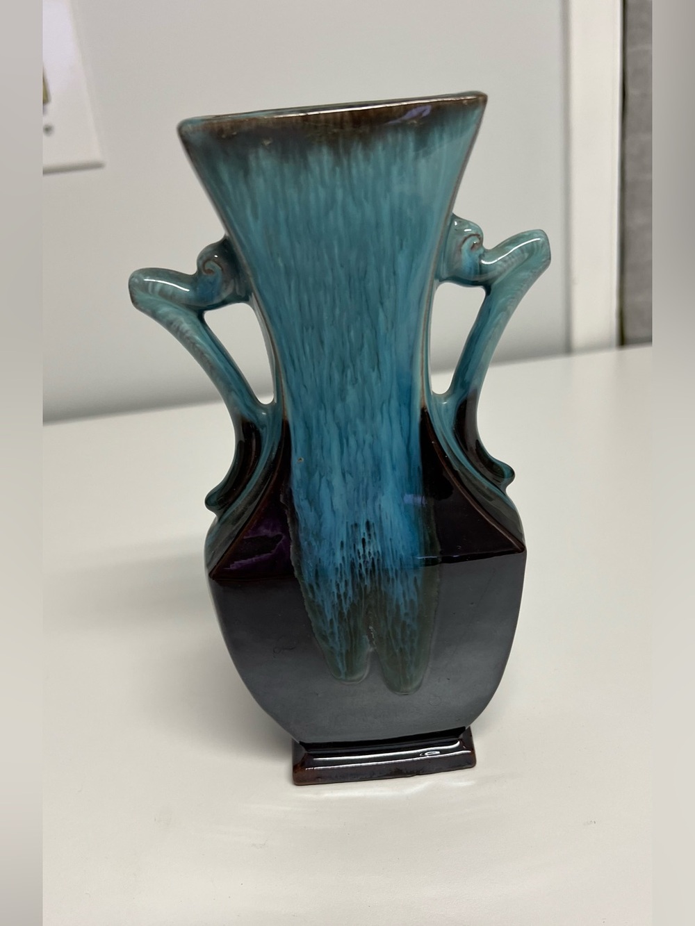 Turquoise and Brown Ceramic Decorative Vase - Home Accents